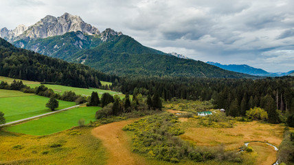 Sticker - Aerial View Over Zelenci Nature Reserve in Slovenia