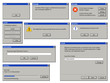 © YummyBuum - Old user interface window. Old computer retro browser dialog box with buttons. Warning system messages vector templates