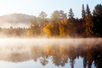 Wall Mural - canadian autum in saurentian mountains, quebec