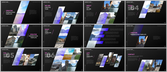 Wall Mural - Minimal presentations design, portfolio vector templates with colorful gradient geometric background. Multipurpose template for presentation slide, flyer leaflet, brochure cover, report, advertising.