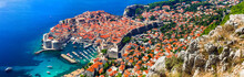 Beautiful Dubrovnik - Medieval City Fortress In Croatia. Popular Tourist And Cruise Destination