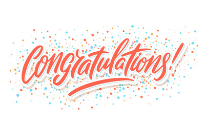 Poster - Congratulations. Greeting card. Vector lettering.