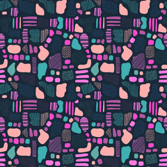 seamless vector pattern repeat of hand-drawn, abstract, pebble-like motifs