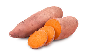 Wall Mural - Sweet potato isolated on white background closeup