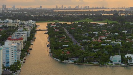 Wall Mural - Bay Harbor Island Miami Florida shot with aerial drone 4k 24p