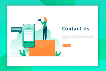 Wall Mural - Contact us concept landing page illustration. Contact us concept design can be used for websites, landing pages, UI, mobile applications, posters, banner