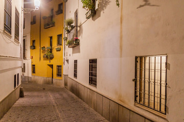 Wall Mural - Evening in a narrow alley in the center of Granada, Spain