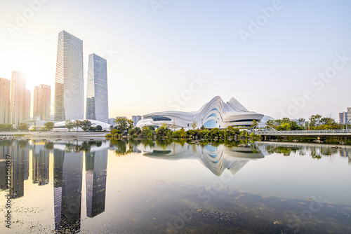 Fotomural Scenery of Meixi Lake Park in Dusk, Changsha City, Hunan Province, China
