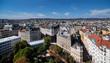 Aerial view of city center of Vienna with churches and beautiful old buildings