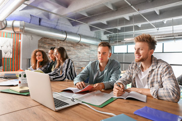 Poster - Group of students preparing for exam in university