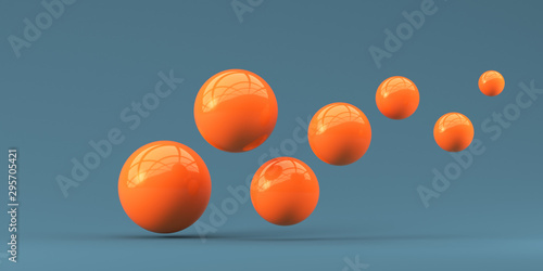 Fotomural Falling orange balls in the blue background