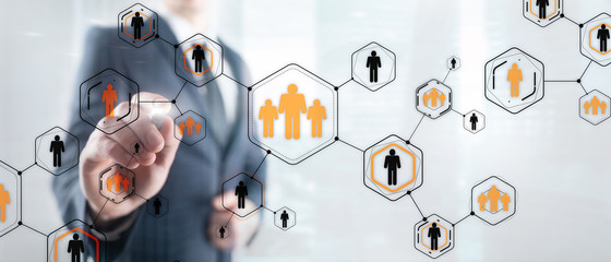 Wall Mural - people icons social network. orange and black people icons.