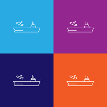 Aircraft Carrier Line Icon. Elements Of Military Illustration Icons. Signs, Symbols Can Be Used For Web, Logo, Mobile App, UI, UX