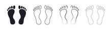 Human Foot Barefoot Sole Imprint Icon Set