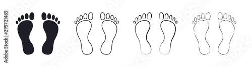 Fotografía Human foot barefoot sole imprint icon set