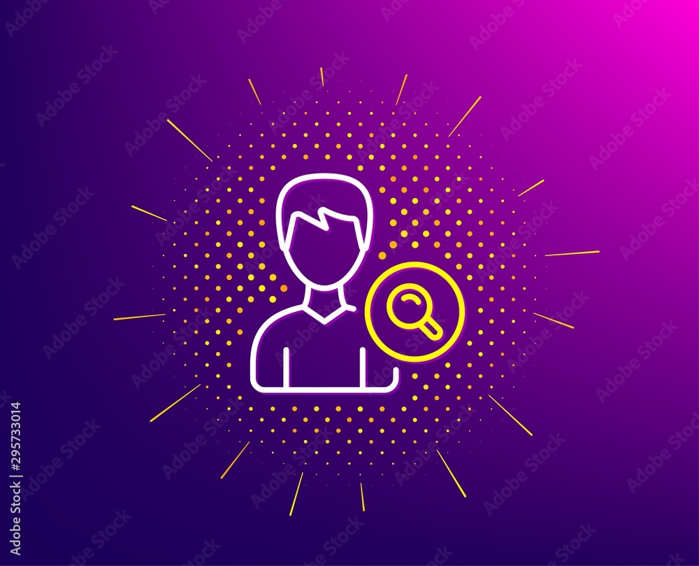 Search User line icon. Halftone pattern. Profile Avatar with Magnifying ...