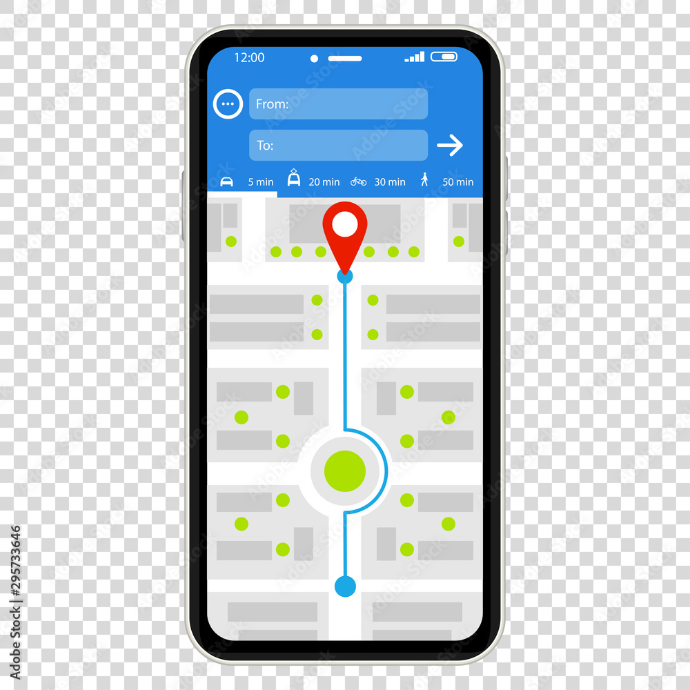Mockup with gps navigation phone. map mobile Stock Vector | Adobe Stock