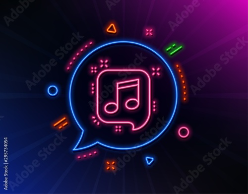 Musical Note In Speech Bubble Line Icon Neon Laser Lights Music Sign Glow Laser Speech Bubble Neon Lights Chat Bubble Banner Badge With Musical Note Icon Vector Buy This Stock Vector