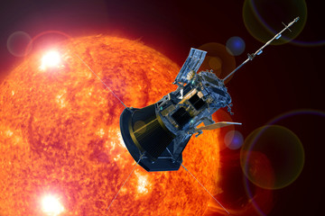 Canvas Print - a space satellite explores the sun. elements of this image were furnished by nasa.