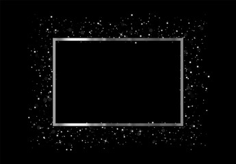 Wall Mural - celebrate silver frame with glowing lights and sparkle bokeh effects, isolated on background. shinin