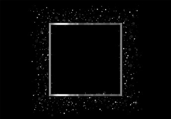 Wall Mural - celebrate silver frame with glowing lights and sparkle bokeh effects, isolated on background. shinin