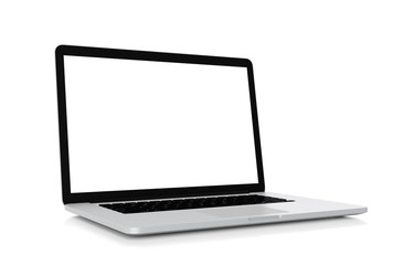 Wall Mural - Laptop with blank screen isolated on white background, clipping path, 3d rendering