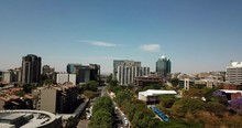 Drone/Aerial Footage Of Greyston Drive During A Summer Day, Sandton,  Johannesburg, South Africa