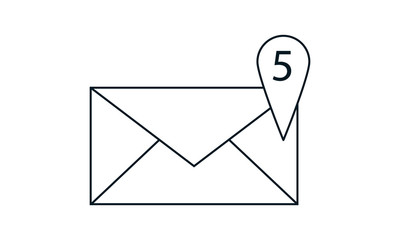 Wall Mural - five new messages icon for email notifications