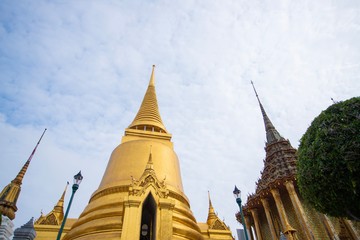 Golden pagoda at Wat phra kaew temple in bangkok thailand