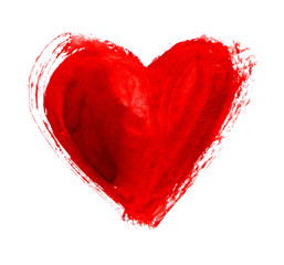 hand-drawn painted red heart, element for design. beautiful grunge heart. valentine's day. for holid