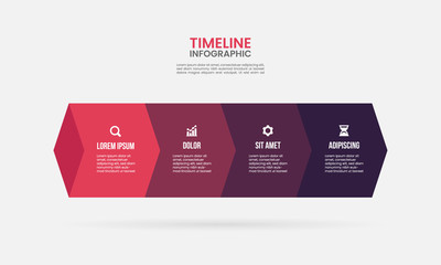 Wall Mural - business process timeline infographics 4 steps design template