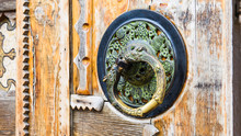 Door Metal Handle, Round Handle, Old Wooden Door