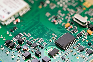 Sticker - Printed circuit processor in detail.