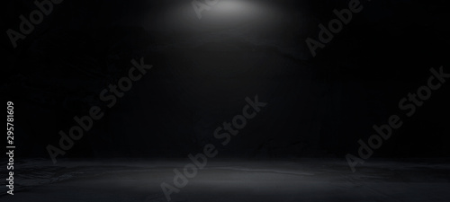 Fotomural Black, dark and gray abstract cement wall and studio room , interior texture for display products