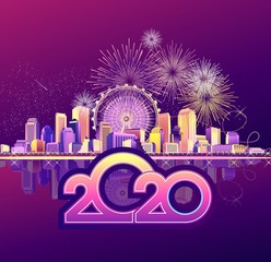 Wall Mural - 2020 calendar holiday city