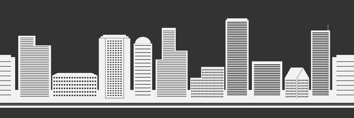 Wall Mural - Seamless urban background made from skyscrapers and multi-storey buildings. Vector.