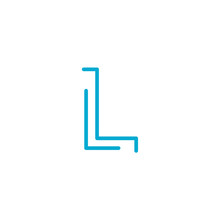 Linear Geometric Outline Alphabet Letter L, Simple Logo Design, Blue Graphic Element For Typography Style, Minimalistic Letter Design. Editable Stroke. Stock Vector Illustration