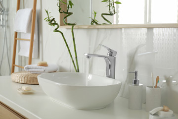 Poster - Stylish white sink in modern bathroom interior