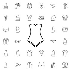 Sticker - One-piece swimsuit icon. Universal set of summer clothes for website design and development, app development