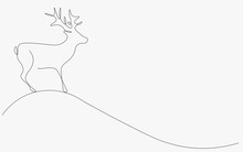 Deer Animal Line Drawing, Vector Illustration