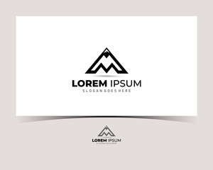 M letter, Mountain logo template