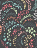 Fototapeta Boho - Seamless pattern with hand drawn leaves and branches. Vector endless natural background.