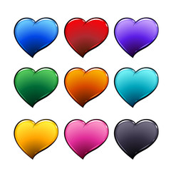 Wall Mural - Colorful glossy vector hearts set.