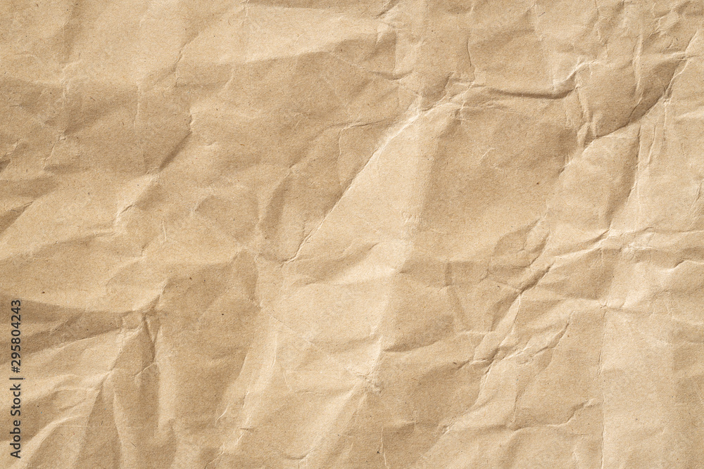 Recycle brown paper crumpled texture, Old paper surface for background. - obrazy, fototapety, plakaty 