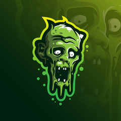 zombie mascot logo design vector with modern illustration concept style for badge, emblem and tshirt printing. angry head zombie illustration.