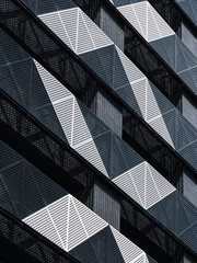 Canvas Print - Steel Facade Modern building Metal sheet grill pattern Architecture details