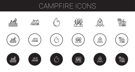 Sticker - campfire icons set