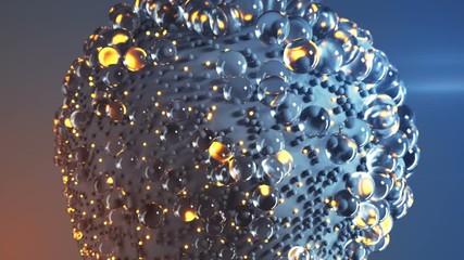 Wall Mural - group of spheres levitate. science fiction illustration. seamless loop 3d render animation with dept