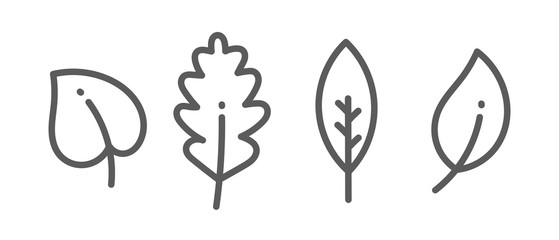 Wall Mural - leaves collection, outline icons