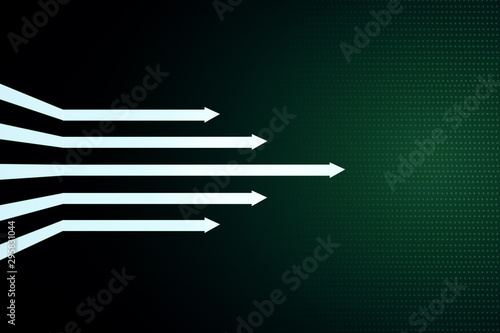 Digital arrows on green background